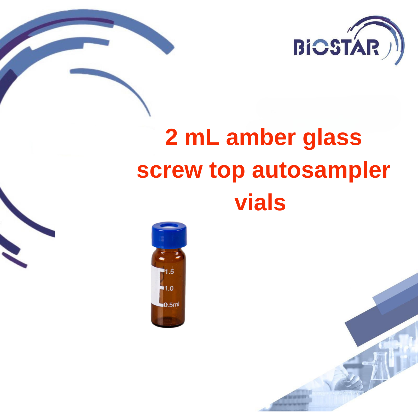 2 mL amber glass screw top autosampler vials combo pack